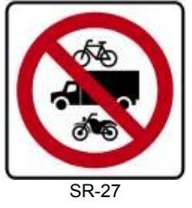 SR-27 PROHIBIDA LA CIRCULACIÓN DE BICICLETAS, VEHÍCULOS DE CARGA Y MOTOCICLETAS